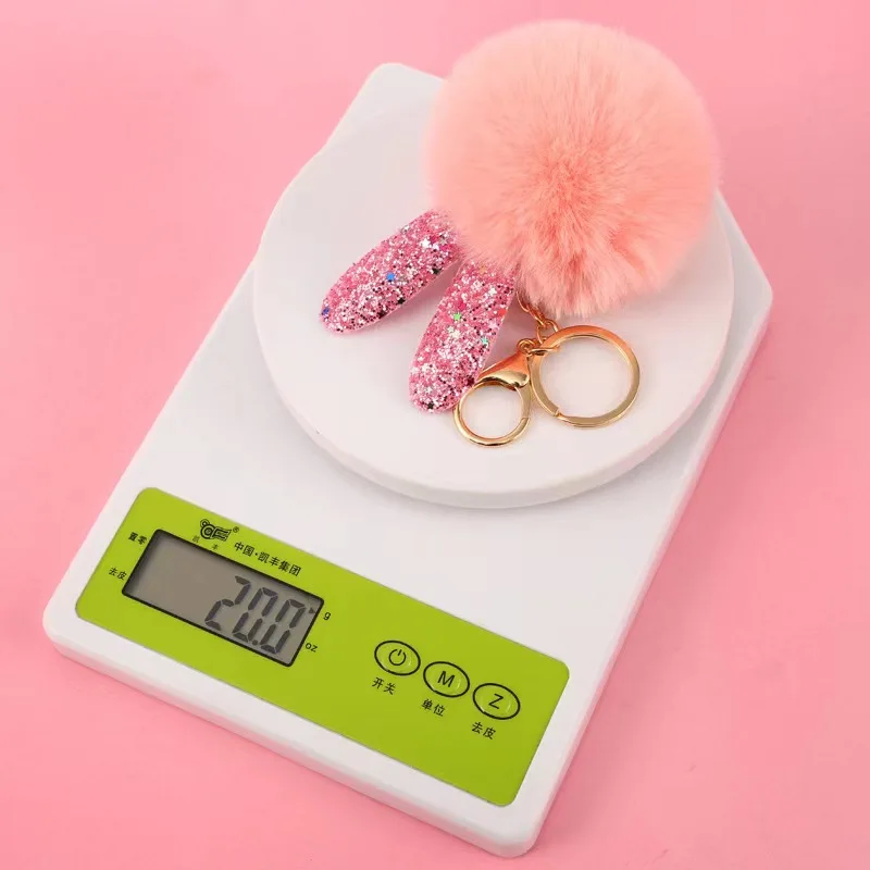 Creative New Product cute rabbit ear fur ball key chain pendant lady bag pendant student small gift wholesale