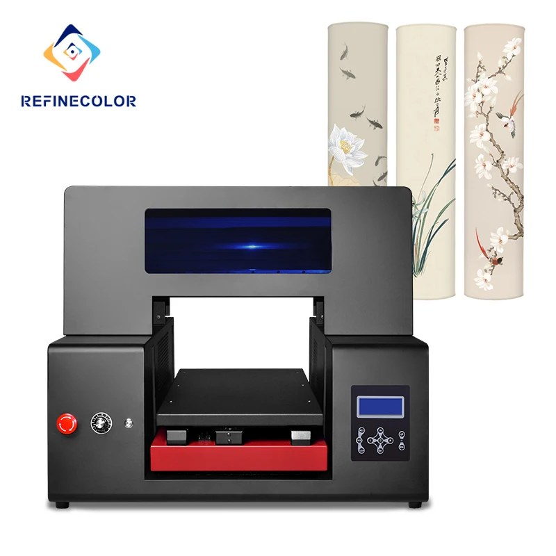 Refinecolor high speed 1440dpi uv led printing machine for glass  plastic pvc ceramic leather a3 flatbed uv printer
