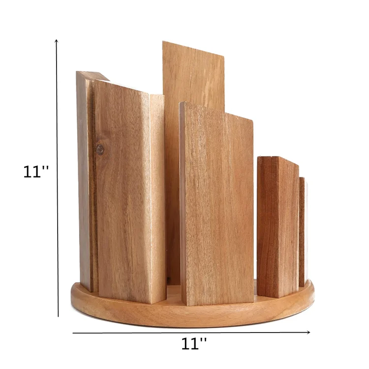 Круглый держатель для ножей из дерева акации 360, магнитный держатель для ножей, универсальная Магнитная стойка для ножей