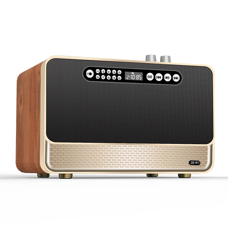 8 inch 30W BT Wooden Home Outdoor Loudspeaker FM Radio Stereo HiFi Bass Bedside Portable Subwoofer Wireless Speaker