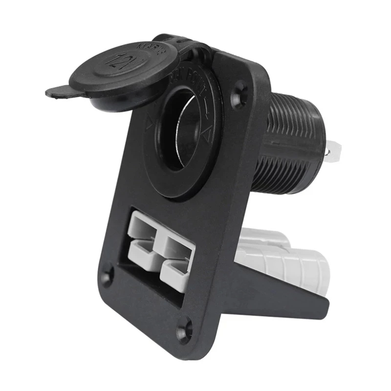 50A Plug Mounting Panel for Anderson SB50 Series Connectors with 12-24V Cigarette Lighter Socket for Ships Yacht Motorhome Bus