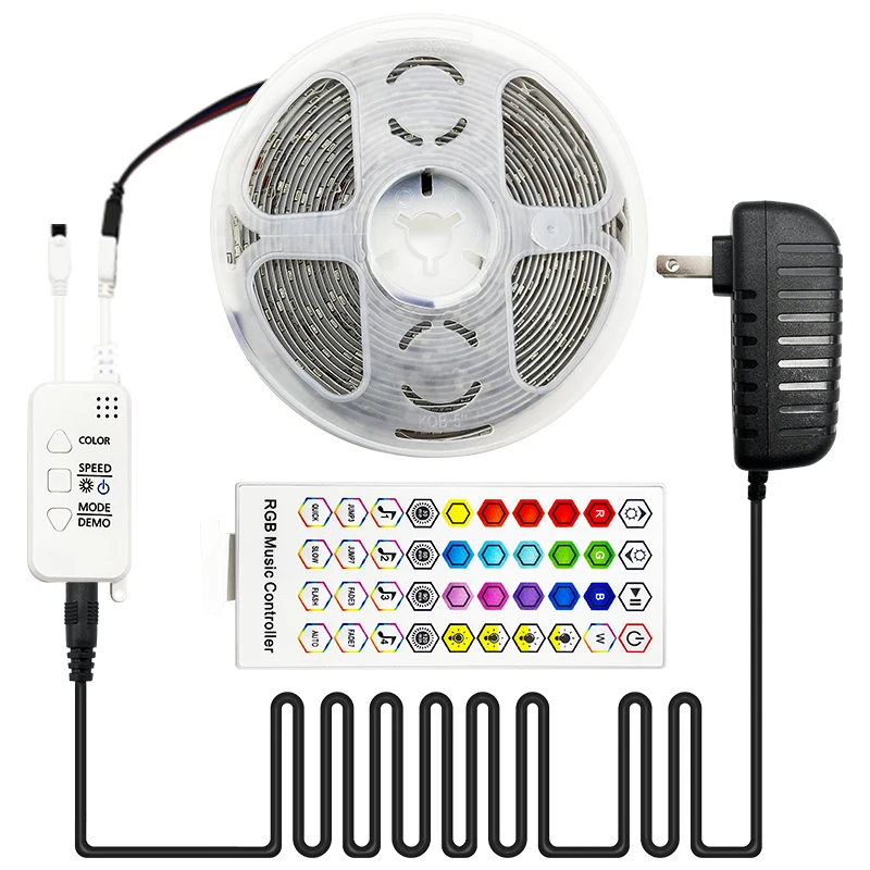 32ft Smart rgb led strip lights bluetooth app and IR 40 key with music sync 2835 rgb