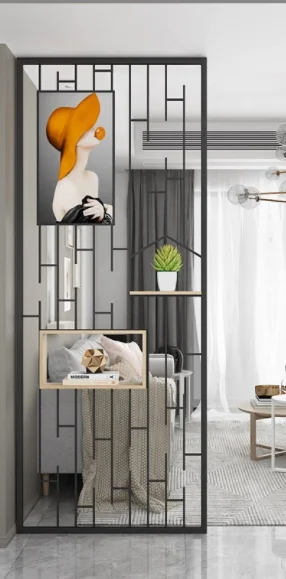 Light Luxury Hollow Metal Stainless Steel Screen Partition Wall Living And Dining Room Divider Entrance  Partition