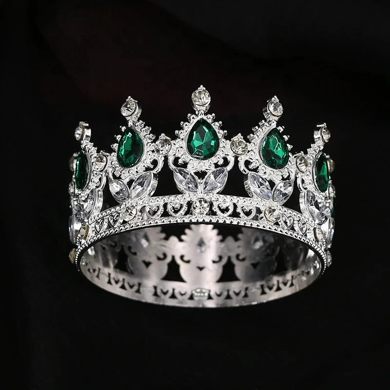 Baroque Queen Round Crown Baroque Tiaras and Crown for Women Girl Princess Crown Accessories for Christmas Wedding Prom