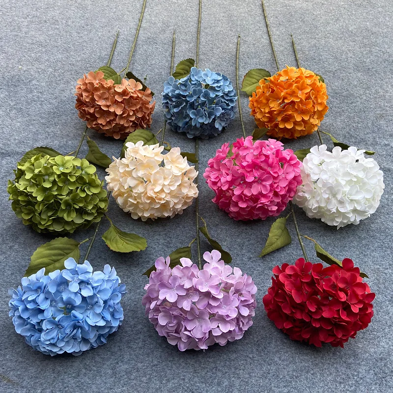 Wholesale Decorative Flowers And Plants Real Touch Preserved Dried Hydrangea With Stem For Wedding Decoration Home Decor