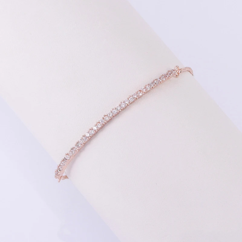 Women Luxury Full Crystal Bracelet Women Rose Gold Chain Moissanite Tennis Bracelet
