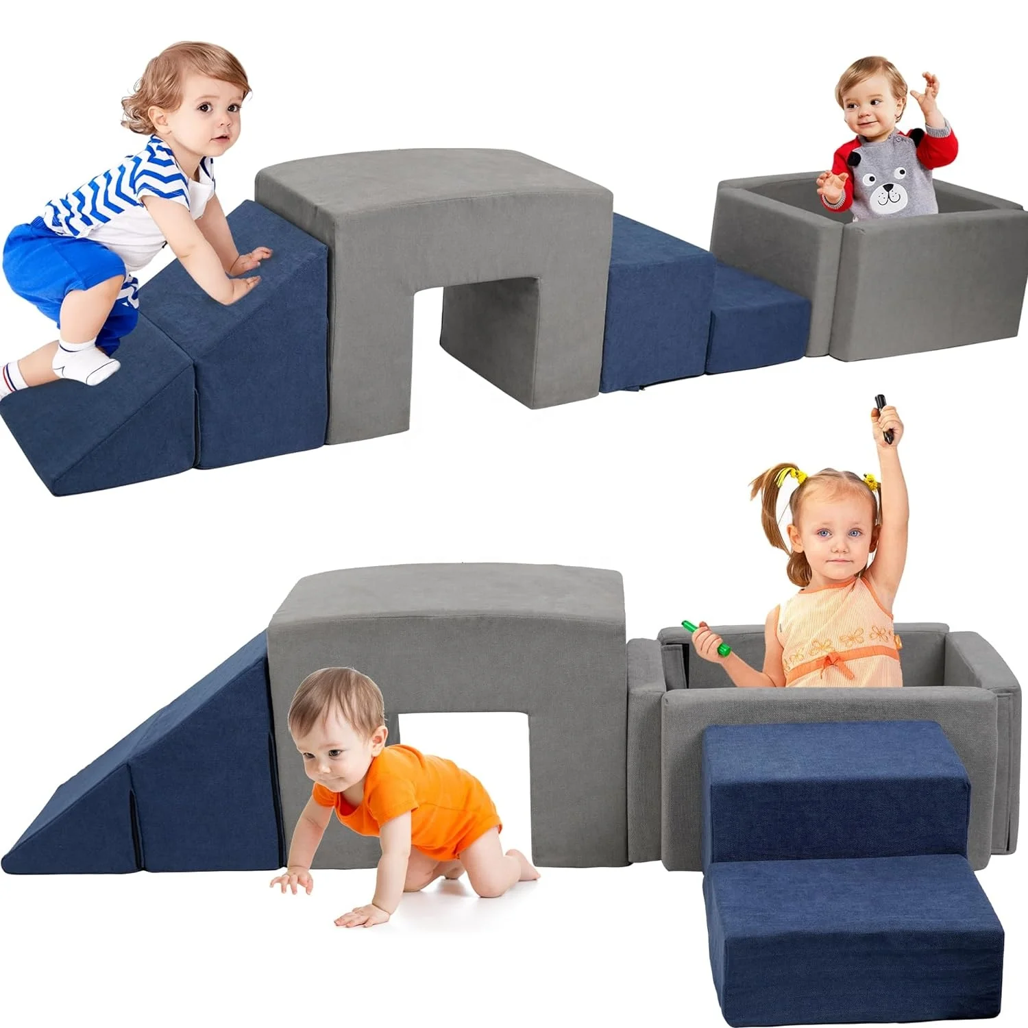 Soft firm support kids Climbing Toys Play set kids foam climbing blocks for Toddlers with Ball Pit and Slide Stairs,Ramp