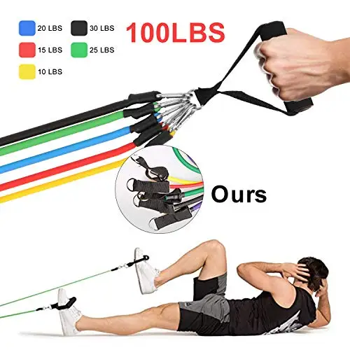 Adjustable 5 levels Resistance Band Heavy Duty Gym Fitness Workout Elastic 11pcs Latex Resistance Bands Tube Set