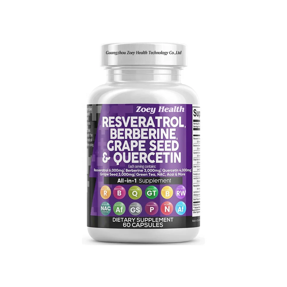 Resveratrol Capsules With BerberineGrape Seed Extract Quercetin Green Tea Extract Polyphenol Supplement for Women&Men