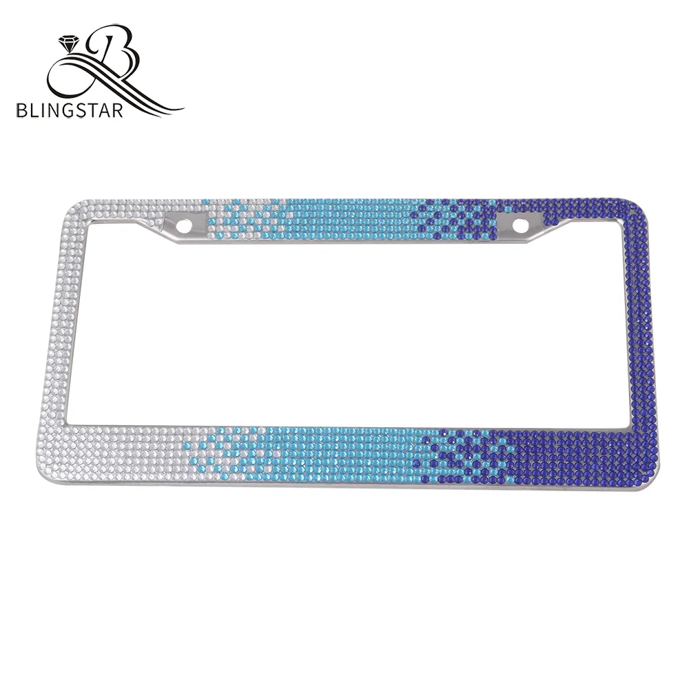 Рамка номерного знака bling с розовым синим черным и