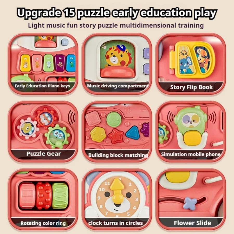 Baby steam function train multi-function Walker with music light early education activity train toy for baby to learn to walk