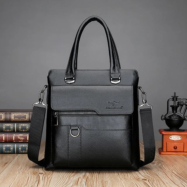 Новые стильные мужские сумки из натуральной кожи искусственная кожа с несколькими карманами, деловая Повседневная прилив сумка, сумка на плечо, сумка для работы мужская кожаная сумка