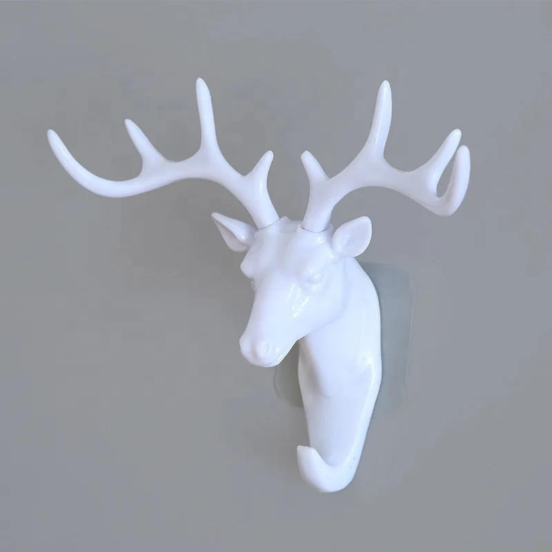 Creative Hook Small size Resin Animal Head Decor Wall Art Reindeer key hanger Deer Head Wall Decoration hook