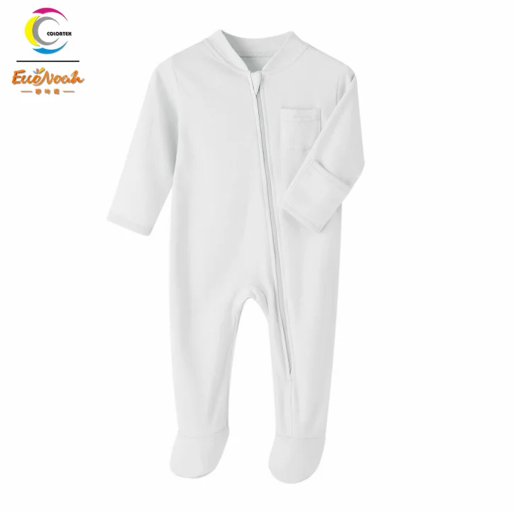 plain baby rompers 100% cotton infant pajamas with footie zipper baby footie