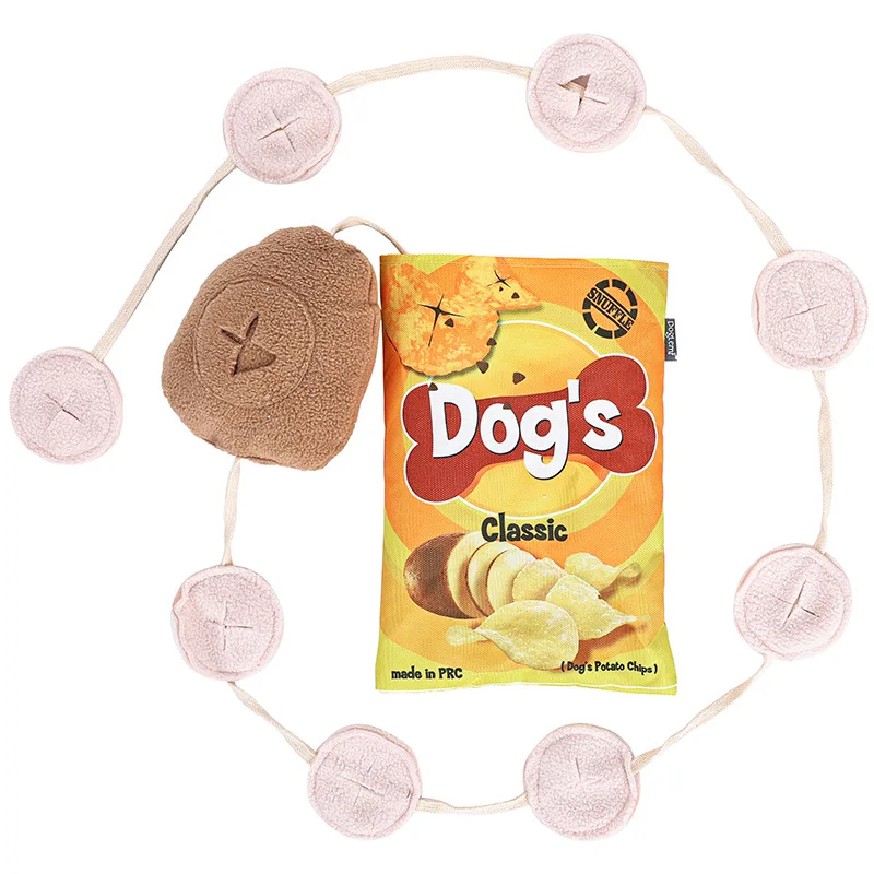 Hot sale high quality potato chips shape plush dog toy sound leakage food chew grinding teeth interactive