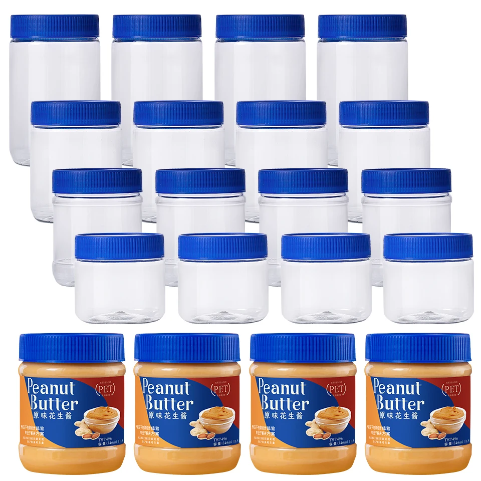 Print labeling  8oz 11oz 12oz 16oz plastic mayonnaise jam peanut butter packaging jars empty PET bottle for peanut butter