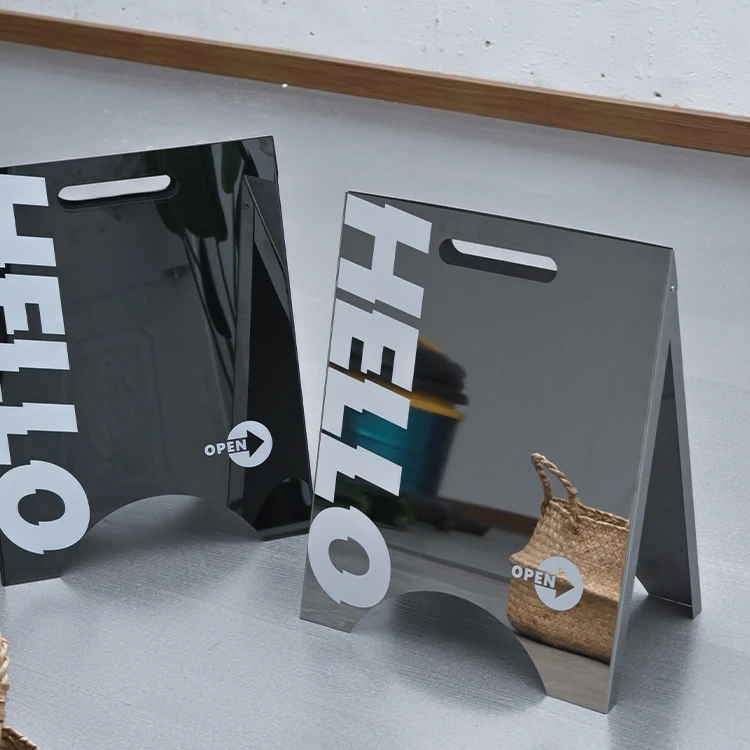 Custom Outdoor A-frame Metal Stand Mirror Silver/Black Shop Sign Ground Business Signs Advertising Board A Frame Sign