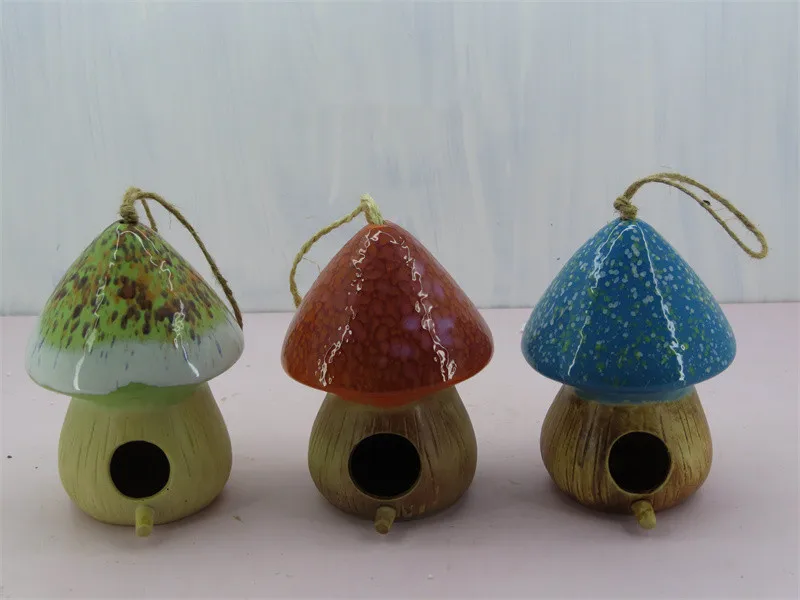 Custom Decorative ceramic Birdhouse Creative Wooden Hanging Bird House for Small Bird DIY Birdcage Making or Decoration