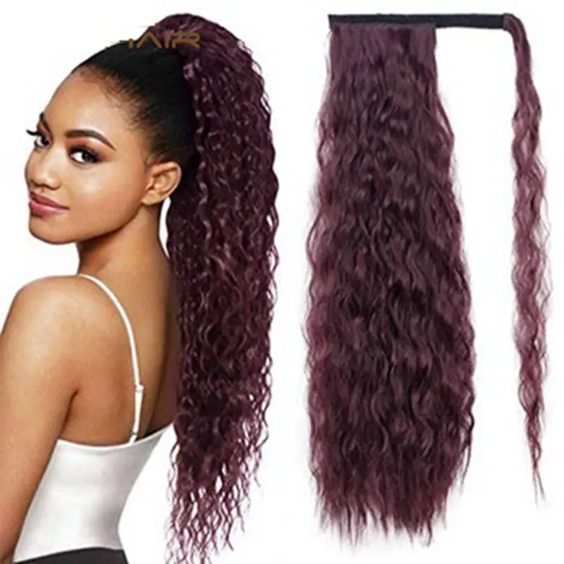 2020 Top Sell Synthetic Yaki Straight Ponytail Hair Piece Afro Kinky Curly Ponytail with Nylon Tape For Black Women