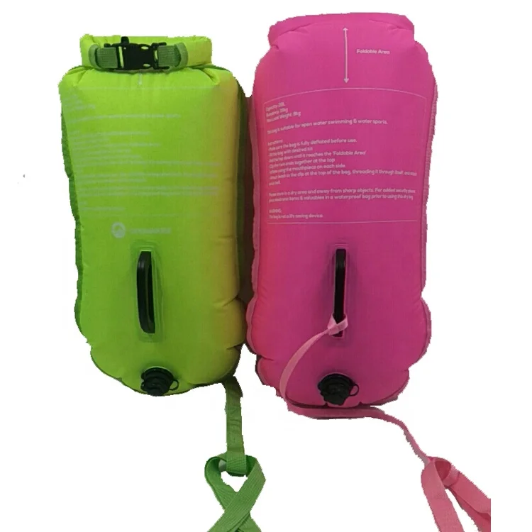 New Large Capacity 28L Amazon Hot Selling Brand Fluorescent Green Swimming Safety Buoy