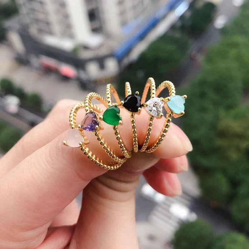 nickel free jewelry thin ring heart zircon diamond rings