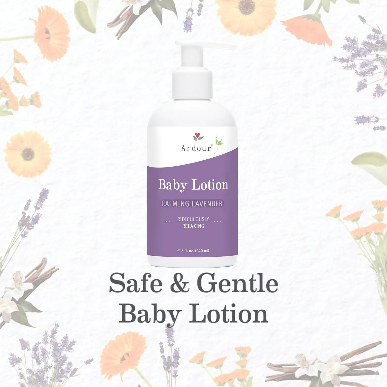 Calming Lavender Baby Lotion for Dry Skin Calendula Cream for Newborn Skin Care Organic Moisturizer for Children with Aloe Juice