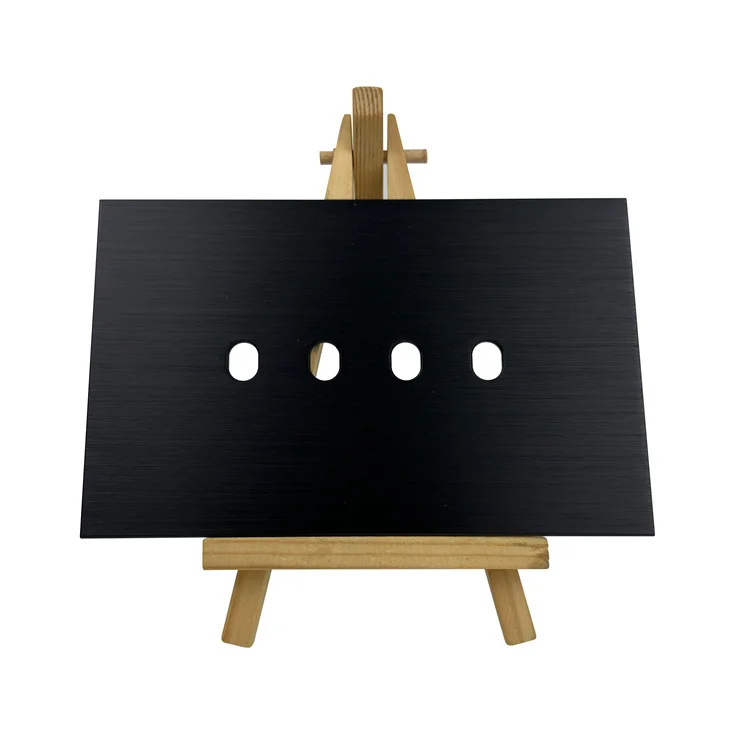 Customized Stamped Metal Plate Black Brushed Round Hole Aluminum Sheet For Switch Panel