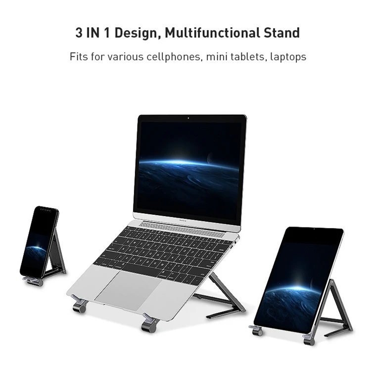 
Factory Wholesale Good Gift Aluminum Alloy Foldable Adjustable Mini Portable Laptop Stand for iPad Macbook Notebook 