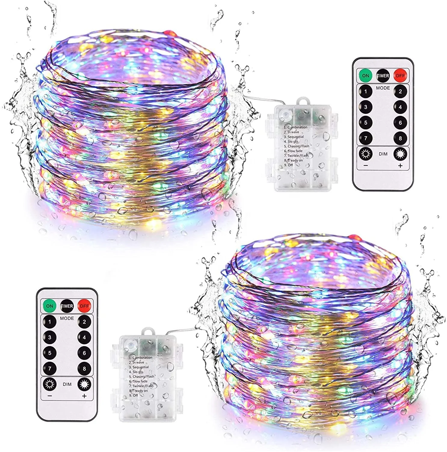 Factory Direct LED String Lights Battery Powered Remote Fairy Twinkle Copper Wire Outdoor Wedding Party Christmas 10m Multicolor