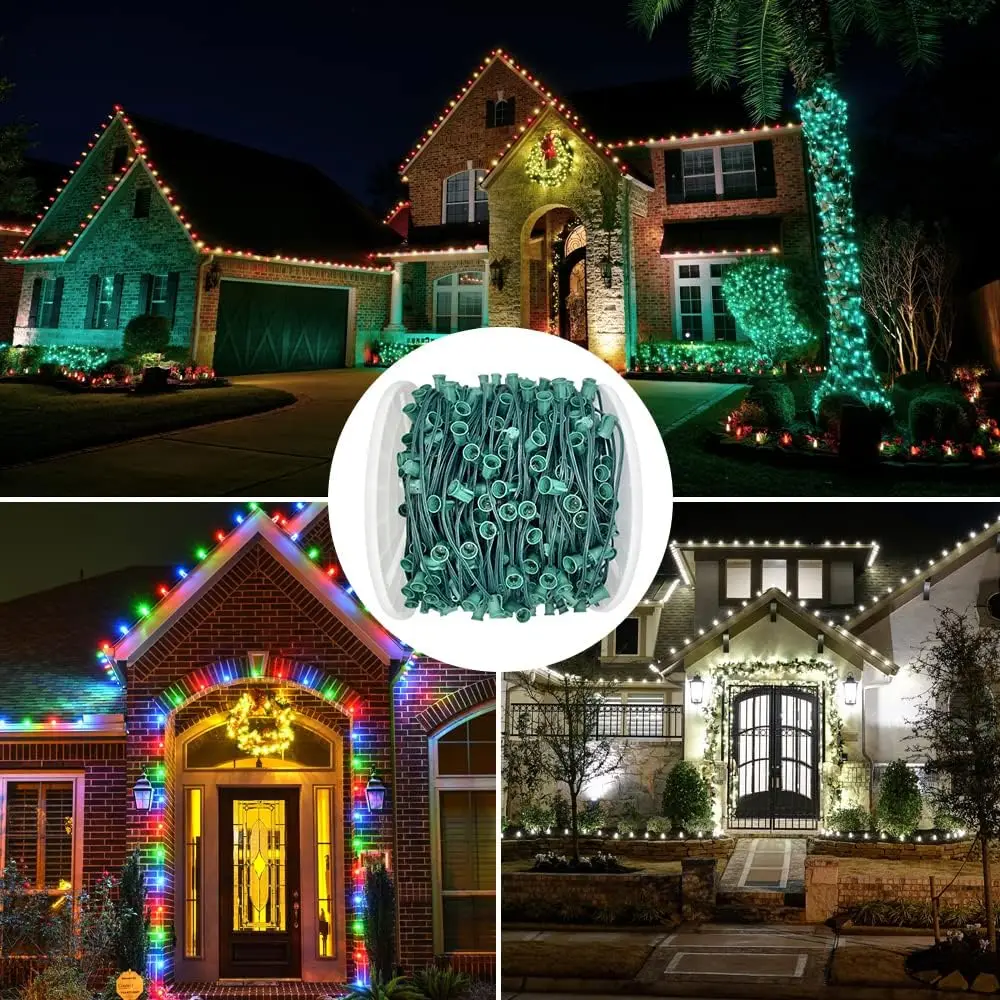Out Door Use spool light string C7 lighting string 500 feet 6 inches spacing commercial string light