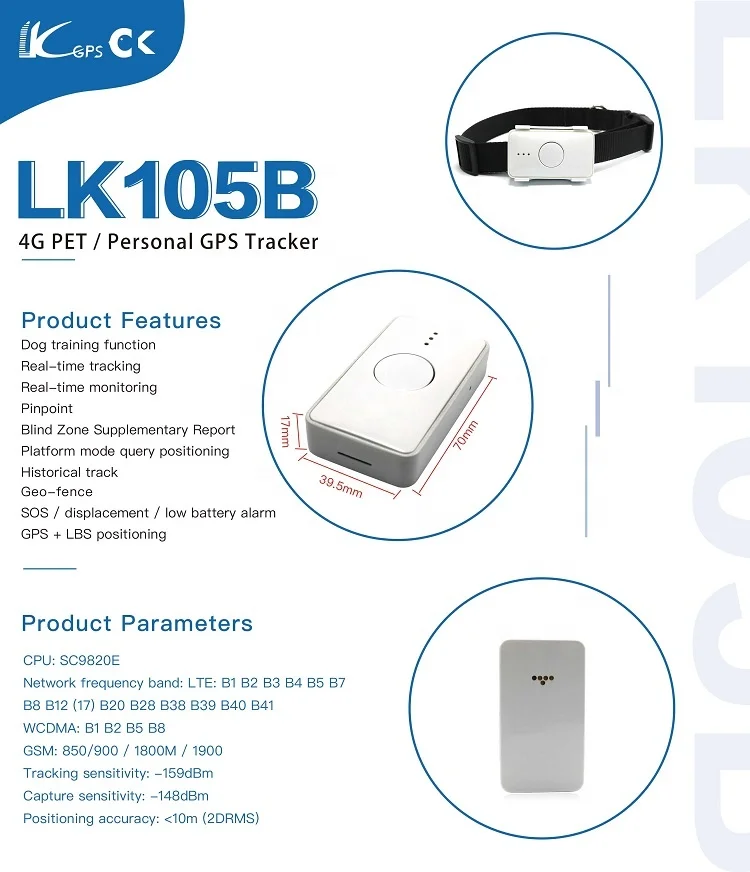 Long Standby Real-Time LK105B GPS Tracker Locating Geo-Fence Voice SOS Alarm mini Pet gps tracker with memory card