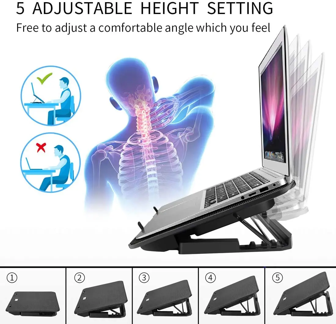 China Wholesale Adjustable laptop Cooler High-speed low noise  Cooling Stand with 6 fans