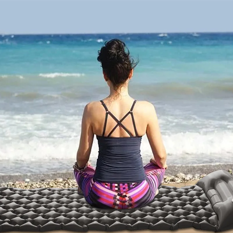 
Wholesale Hot-Selling Ultralight Elastic Fabric Coated Sleeping Portable Beach Inflatable Camping Cooling Mattress Pad Mat/ 