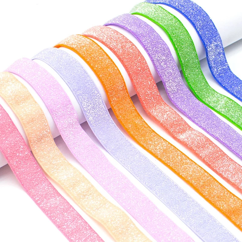 High quality Neon Color Stretch Decorative Glitter Elastic 10mm/15mm