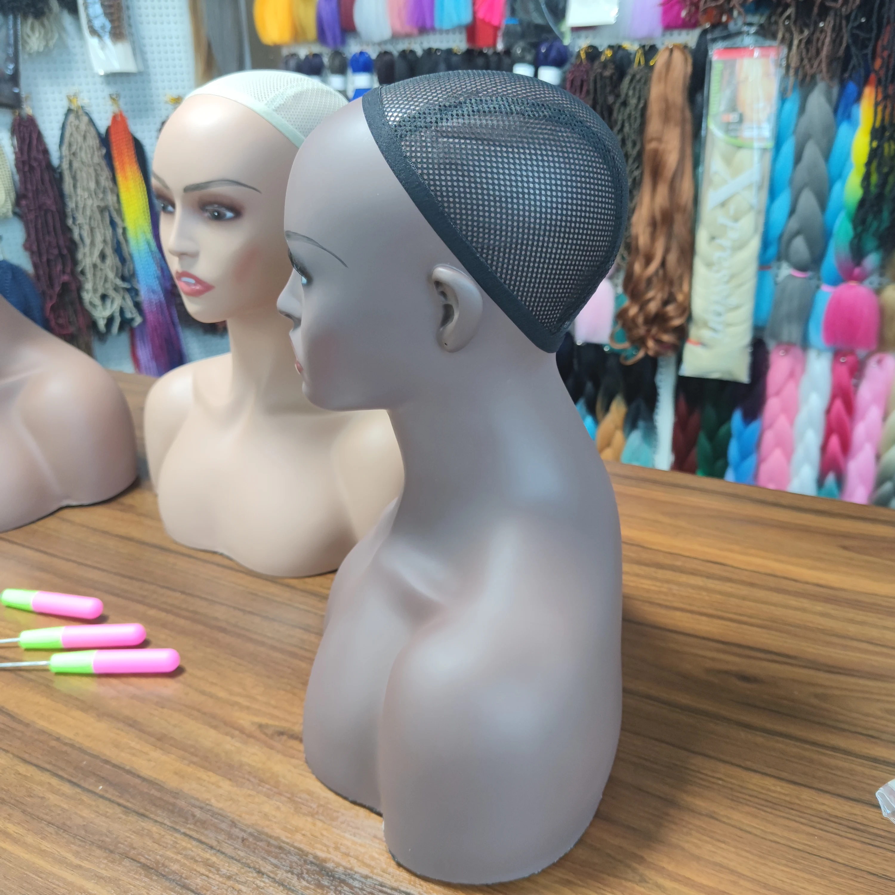 
Wholesale PVC Head mannequin with bust wig headstand for wigs display making styling and jewelry display mannequin 