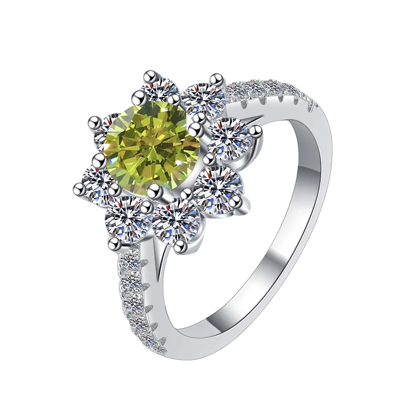 Fine Jewelry Romantic engagement Ring red green Pink Diamond 925 sterling silver pink Moissanite ring for woman Ladies