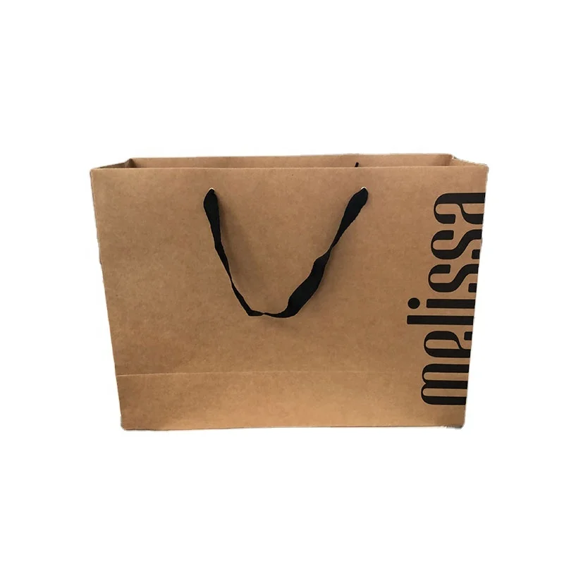 
Luxury black glossy custom printing cosmetic products packaging paper bag with pink ribbon handles 