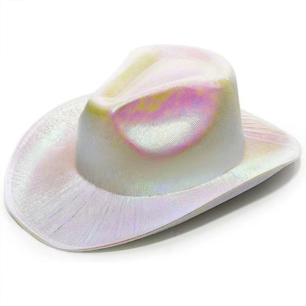 Adult Iridescent Holographic Party Favors Cowboy Hats Cowgirl Party Hat For Women In Metallic Colors