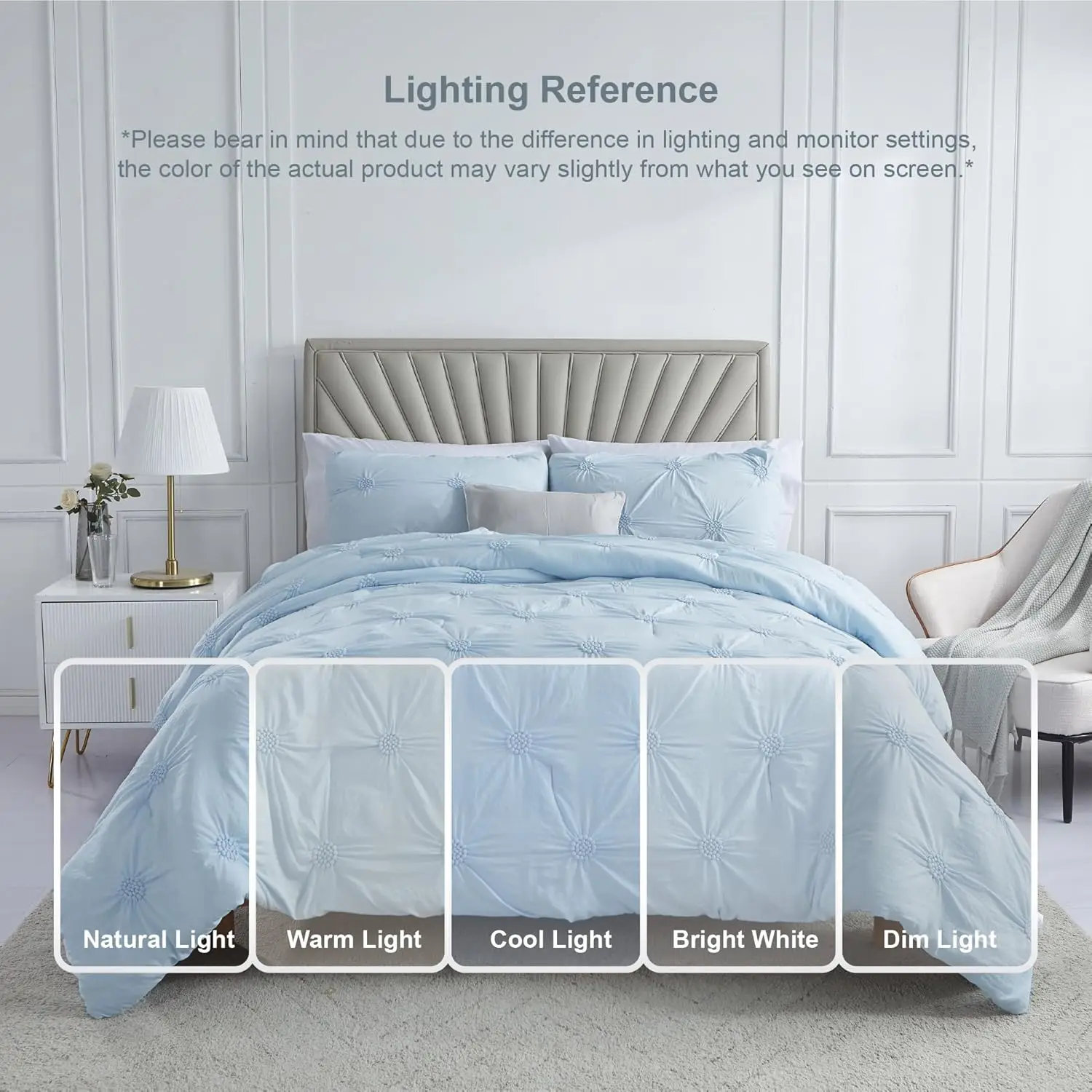 Factory price breathable down alternative fill Ruched 3D Floral Pintuck elastic embroidery polyester comforter set for bedroom