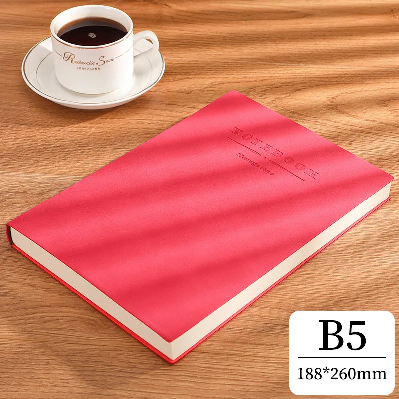 Soft PU Leather A4 Large Thickened Notebook Simplified Horizontal line/ Grid Notebook Business B5/A5 Notebook  for Wholesale