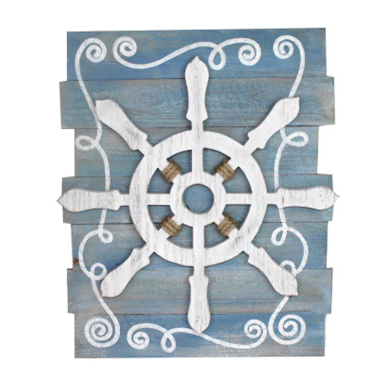 Customizable Wood Decorations HOME DECOR ship wheel WOOD PLANK DESIGN HANGING SIGN PLAQUE