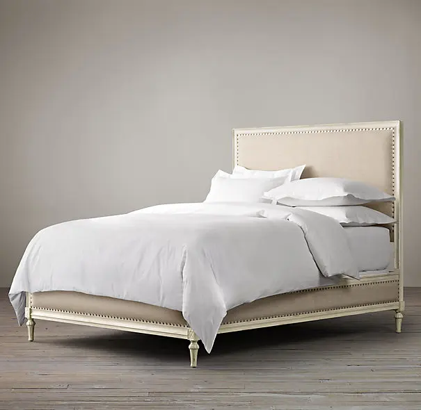 2024 Американская страна Ретро легкая Роскошная простая спальня с высокой спинкой из массива дерева мягкая сумка двуспальная кровать