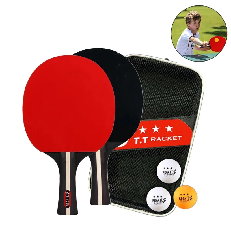 Table Tennis Paddles 2 Rackets & 3 Balls Ping Pong Paddles Set Professional 2 Player Ping Pong Set for Beginners Training Game