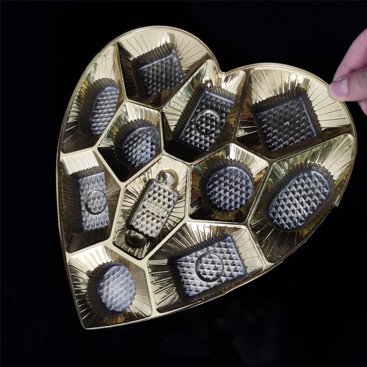 
Custom gold plate plastic tray packaging for chocolate with 15 cavities 