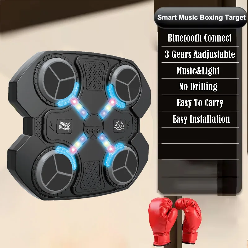 ENJOYSTAR 2024 New Arrival On Wall Boxing Training Machine With Bluetooth Connect Indoor Sport Toy Light Music Boxing Target Set