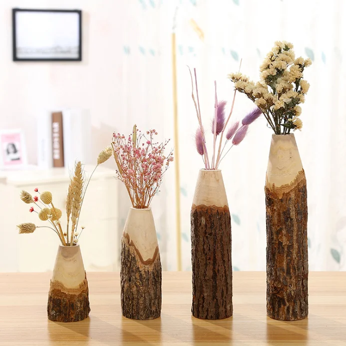 Пасторальный стиль Товары для дома свадебная розовая ваза для украшения дома, декорированные деревянные вазы для цветов