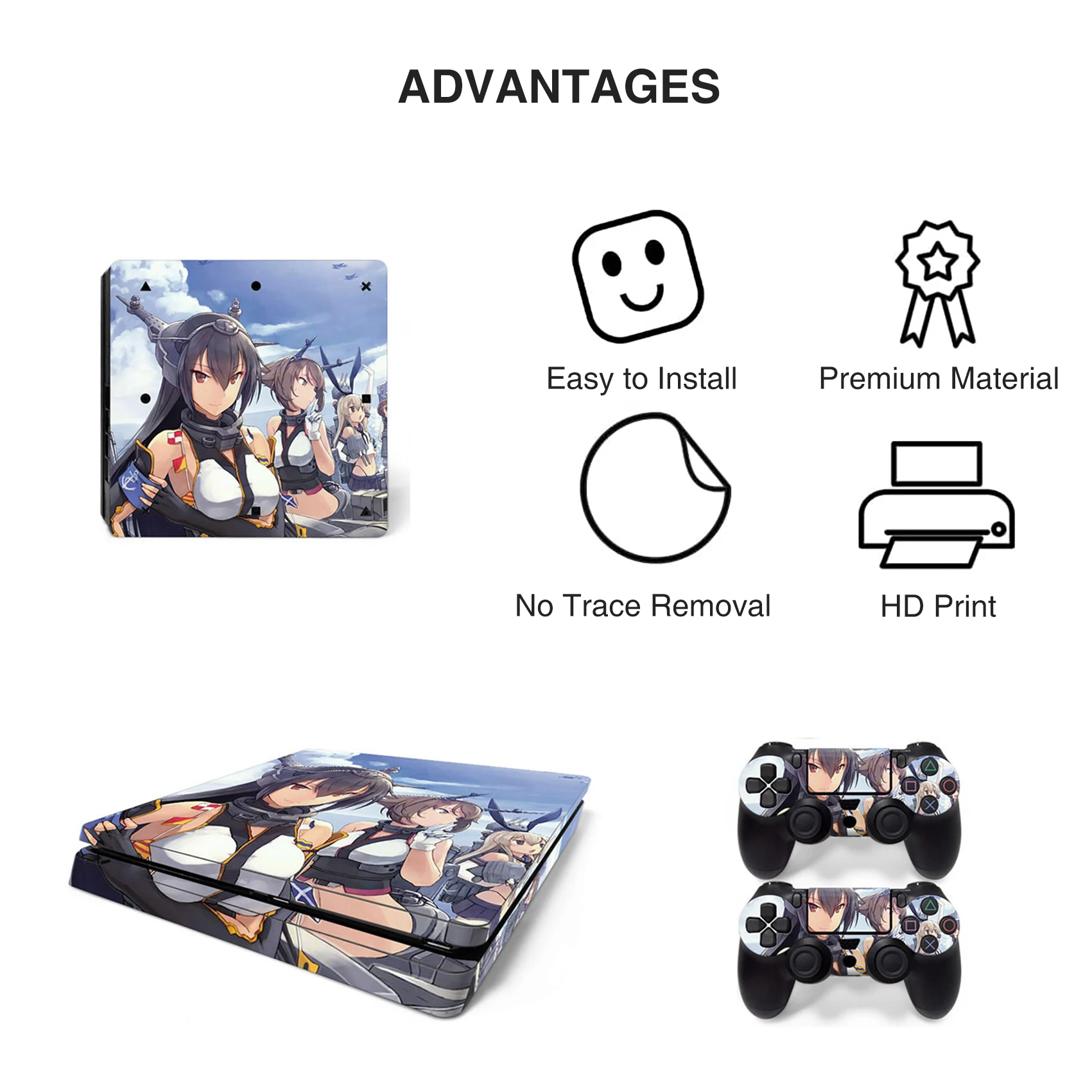 anime custom design full body panel plate Vinyl Decal Cover Skin Sticker For sony Playstation 4 PS4 Slim Console and controller