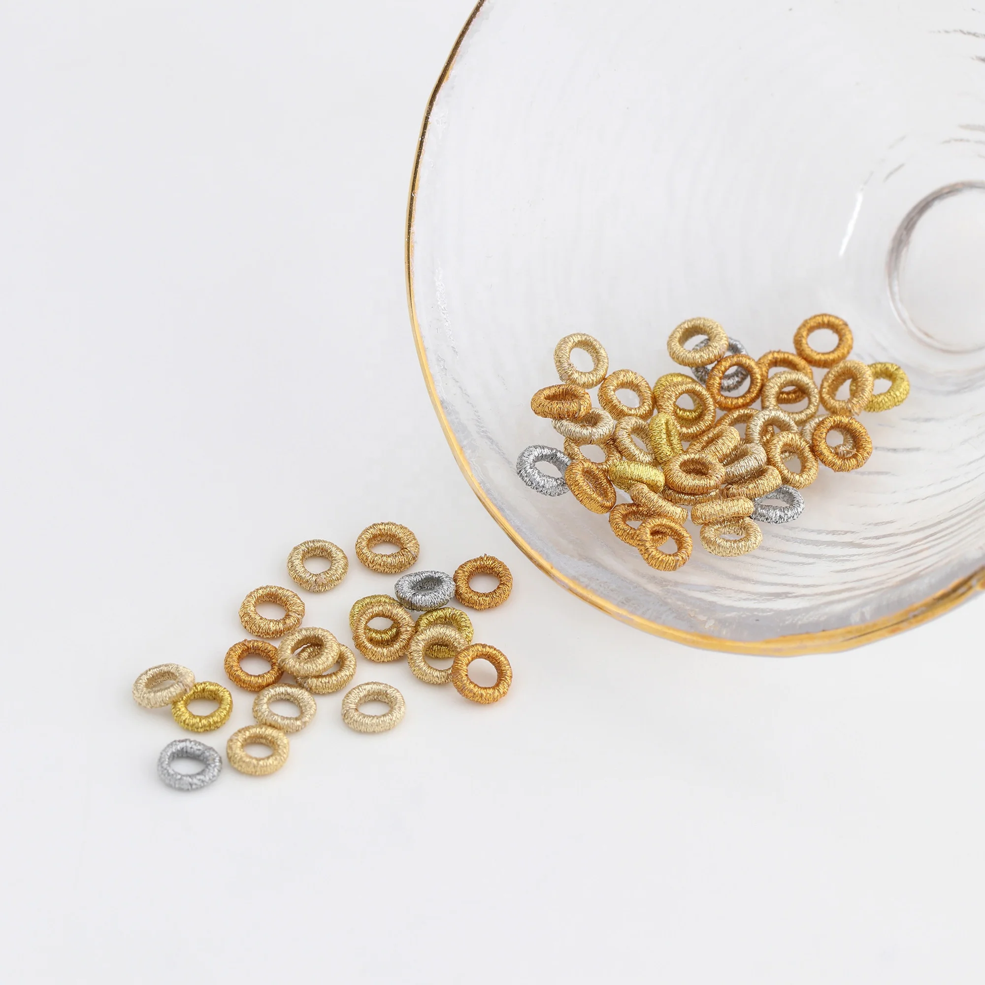 XQ1-120 Gold Silver Color Spacer Beads 1.2~5mm Jewelry Accessories Nylon Polyester Golden Colorful Ball Handmade Bracelet