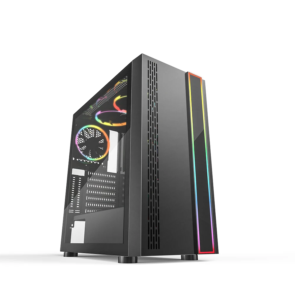 Корпус для игрового ПК с rgb-вентилятором, 120 мм, горизонтальный корпус для настольного ПК, vga-карта, 3 Гб atx, корпус для компьютера со светодиодной лентой