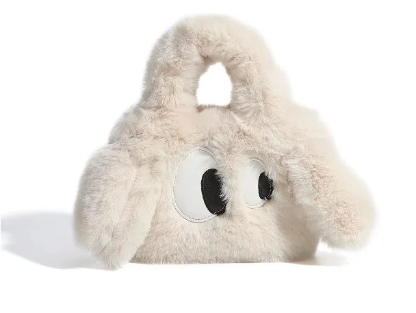 High quality Plush Big eyed dog  bag New Fun Plush Tote  Bag  Cute little dog fur crossbody bag